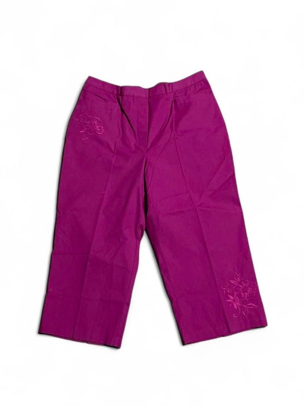 Alfred Dunner Fuchsia Embroidered Crop Pants